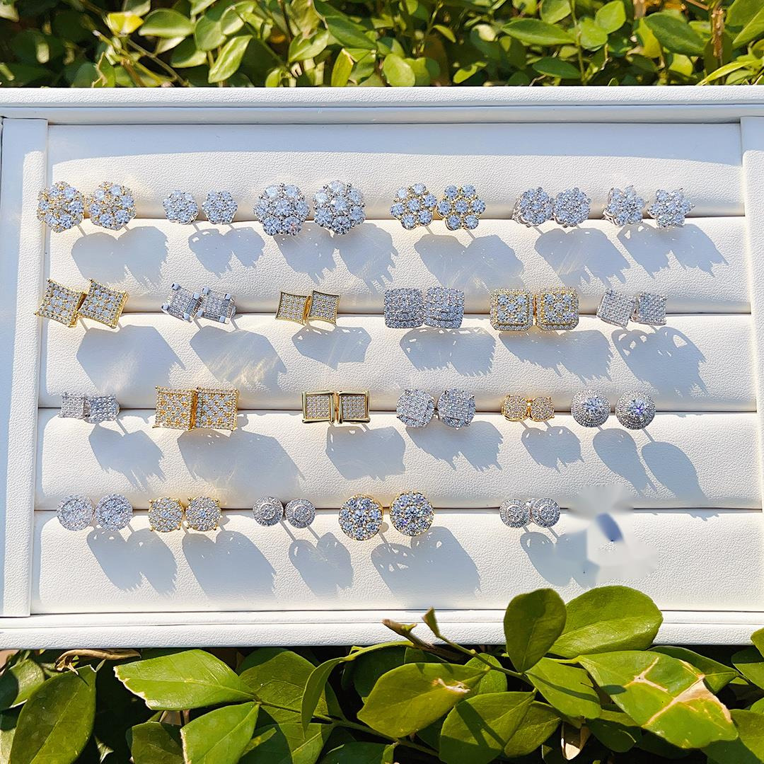 Fine Jewelry Past Diamond test Earrings Vvsmoissanite Stone Fashion Iced Out 925 Sterling Silver Flower Earrings