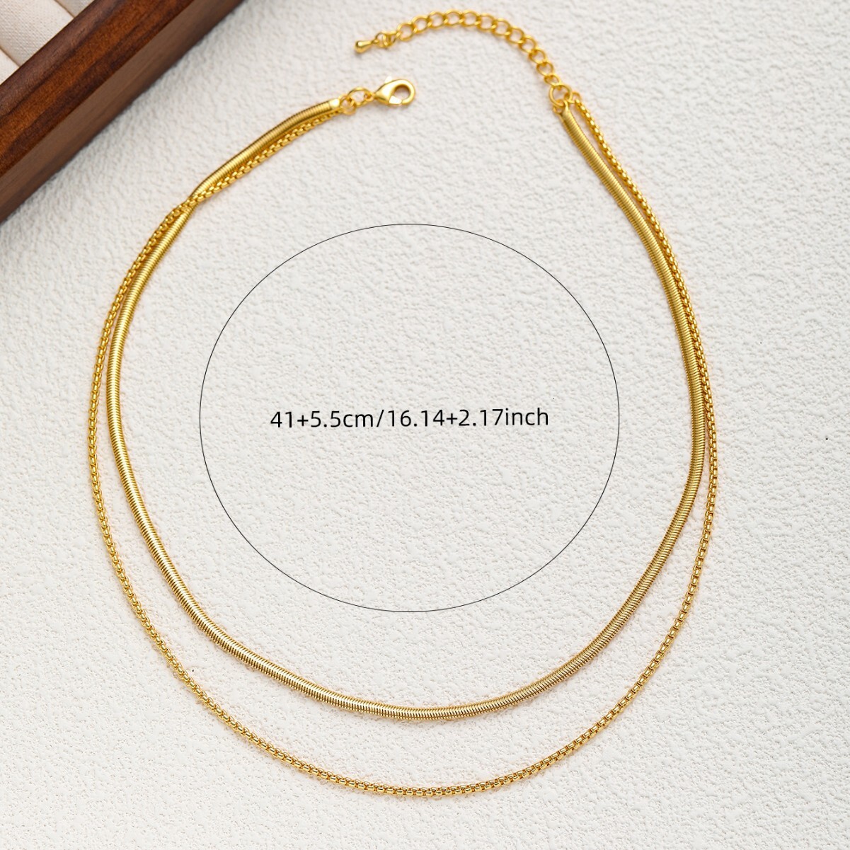 Titanium Steel Gold-Plated Box Blade Chain Double Layer Stacked Necklace Hot Selling Niche Design Light Women