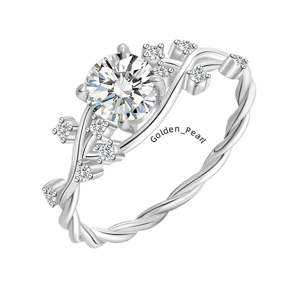 Luxury Brilliant Cut 1CT Round VVS Moissanite Rose Gold Plate Sterling Silver Dainty Engagement Rings for Women Wedding Jewelry