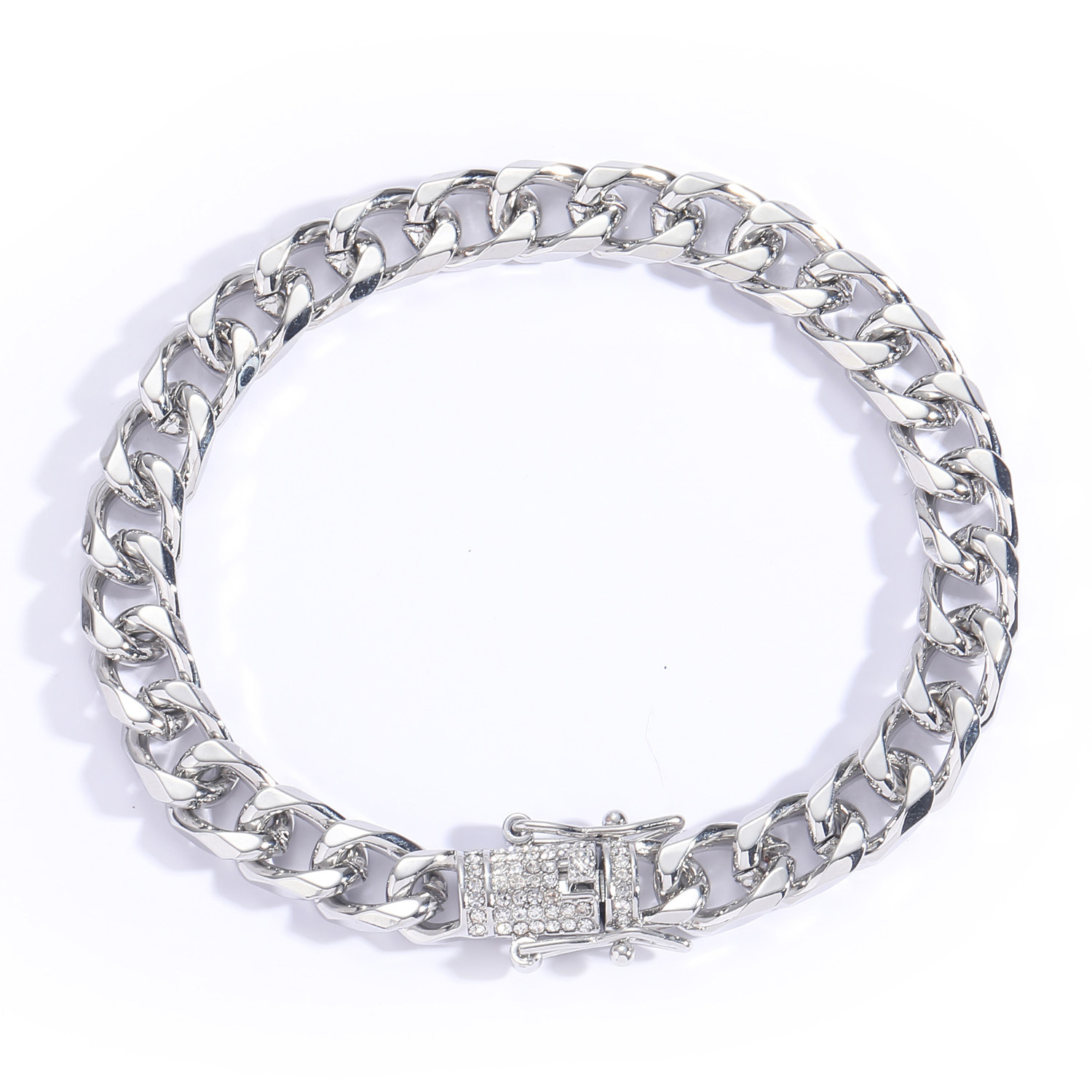 9mm Smooth Cuban Chain Moissanite Inlaid Diamond Buckle Hip-Hop Bracelet Mens Unique Trendy Brand Accessory moissanite