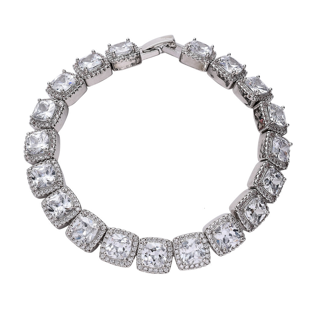 Rock candy Moissanite hip hop Bracelet 10mm wide square Moissanite mens bracelet hiphop blingchain moissanite