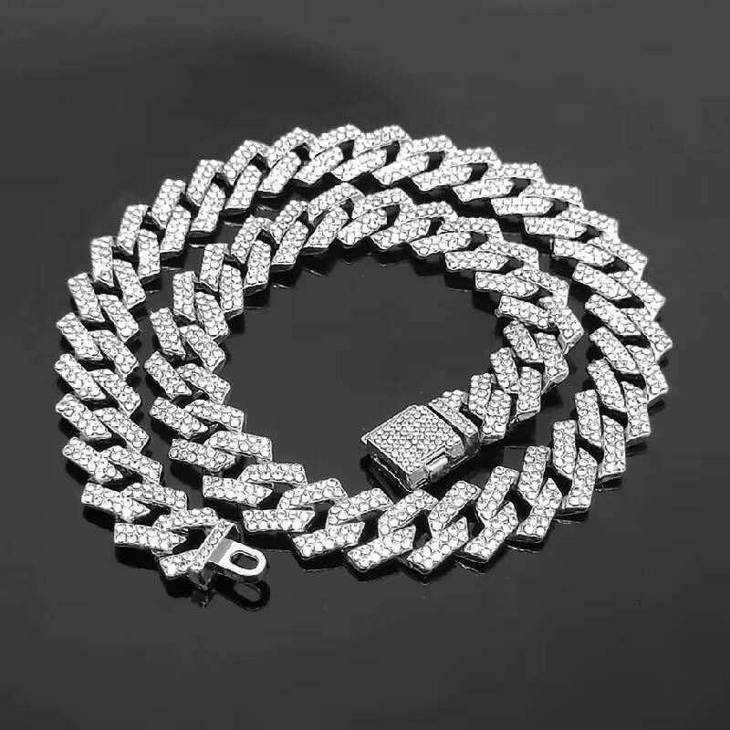 Fashion Gold Collar Cuban Accessories Full Hip Hop Iced Set Miami Men's and Women's Necklace Bracelet