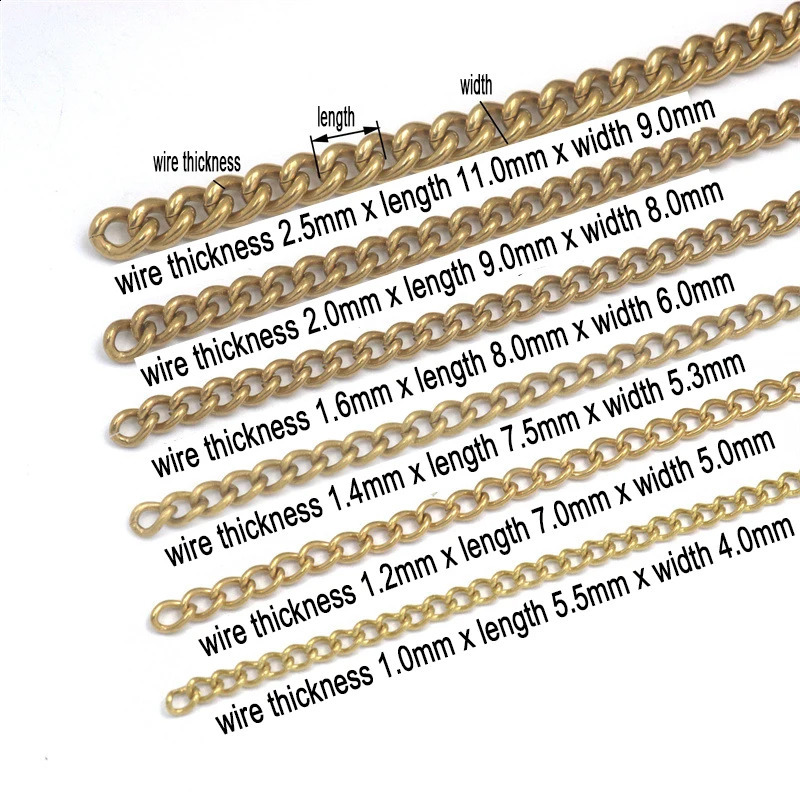 1 Meter Solid Brass Curb Link Chain Wallet Chain Men Belt Pants Keychain Necklace Bag Strap Parts Jewelry Making Accessories 250530