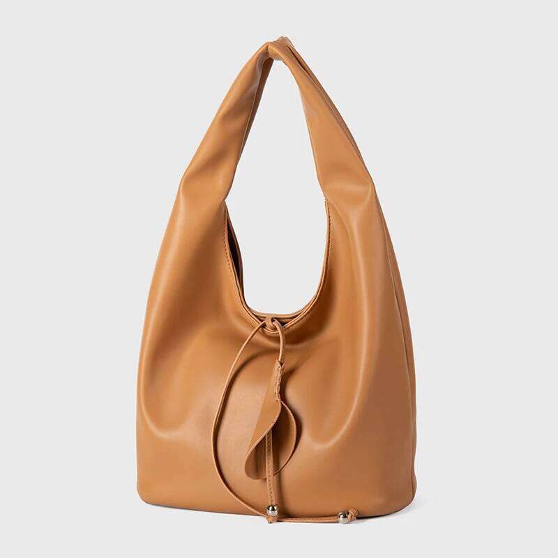 2025 New Simple Design Shoulder Bags Women Solid Color Soft Leather Underarm Bag Large Capacity Lady Handbags