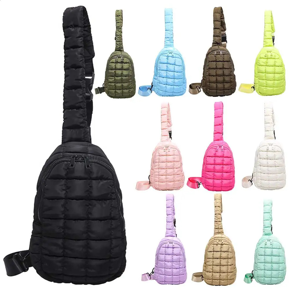 Women Padding Crossbody Bag Adjustable Strap Plaid Quilted Bag Large Capacity Simple Shoulder Bag Female Commute Bag 250528