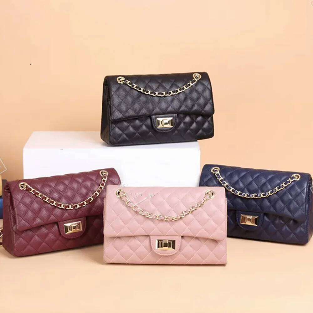 2025 New Tweed Style High-End Feel Single Shoulder Slant Cross Leather Harness Soft Texture Underarm Bag Chain Strap