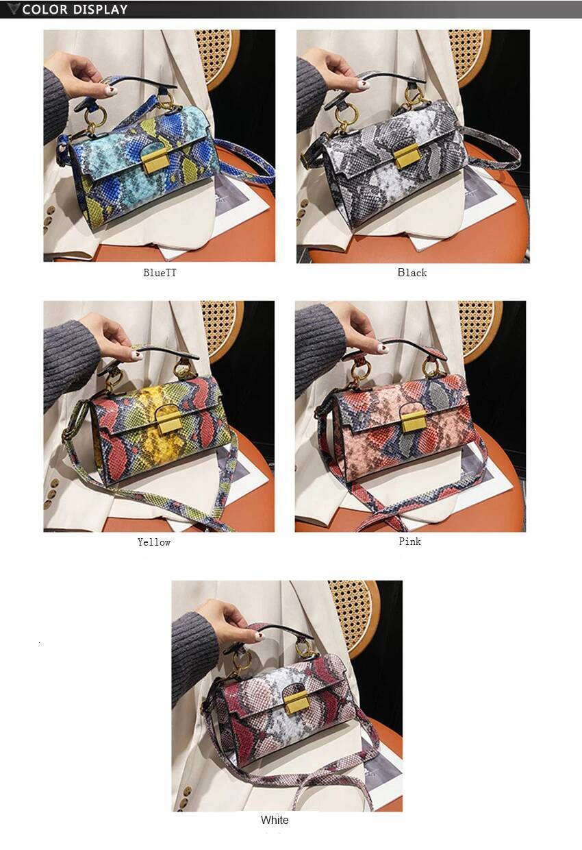 2025 New Handbag Designer Women's Serpentine Leather Crossbody Bag Fashion Small Shoulder Bag Square Trendy Shoulder Bag 3