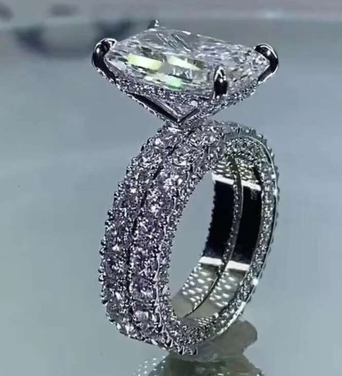 Radiant Moissanite Engagement Ring Gift for Men Women Ring Sterling Silver Bridal Customized Ring