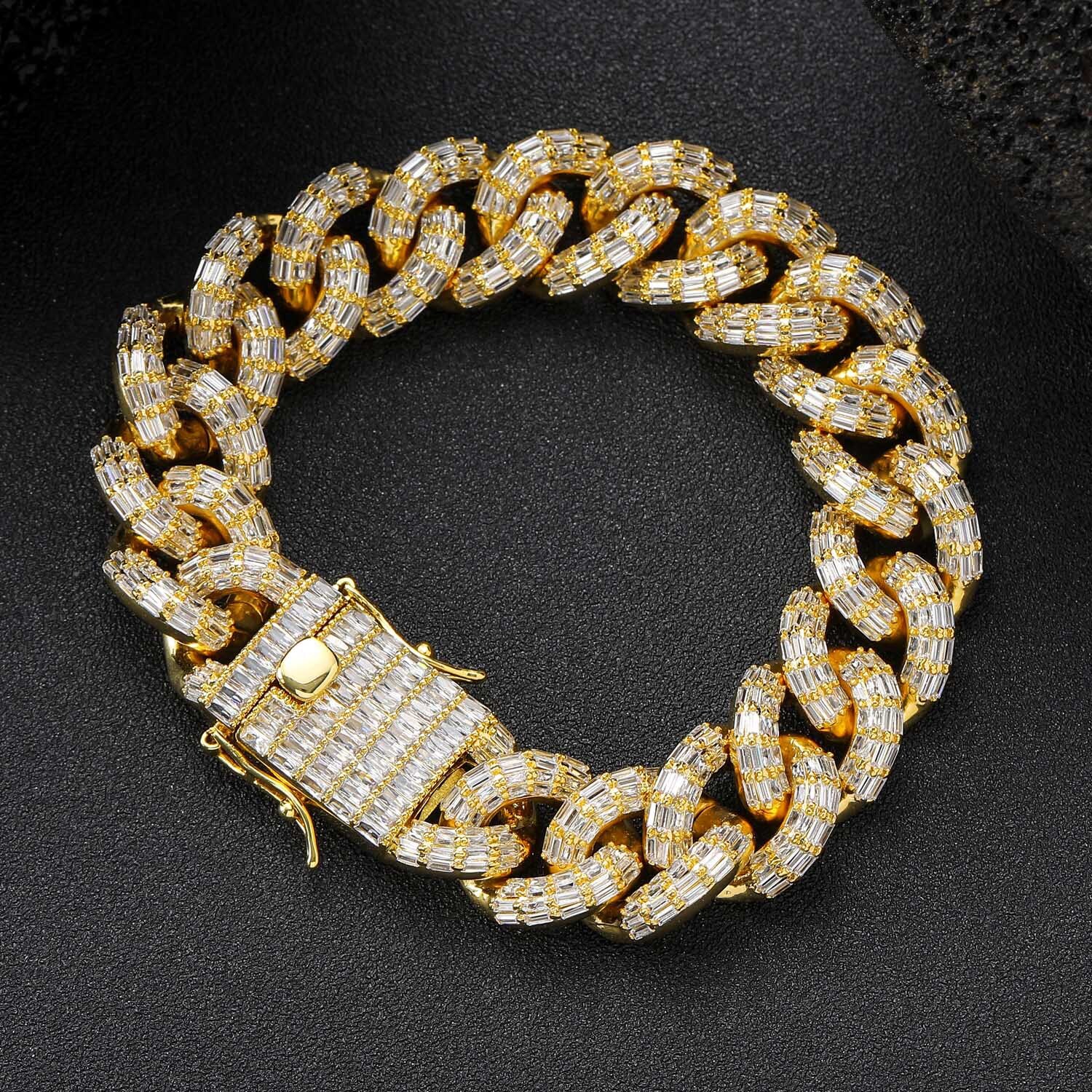 Simple hip hop ins Bracelet mens 16mm square Moissaniteium CUBAN CHAIN T square Moissaniteium Bracelet punk style hip hop Necklace moissanite