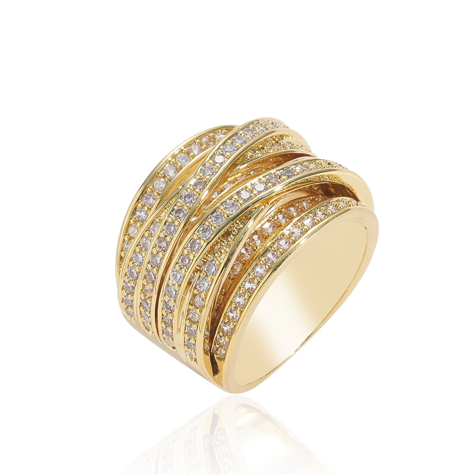 Meisas new hip-hop multi-layer winding ring with personalized creativity niche mens hip-hop pop ring moissanite