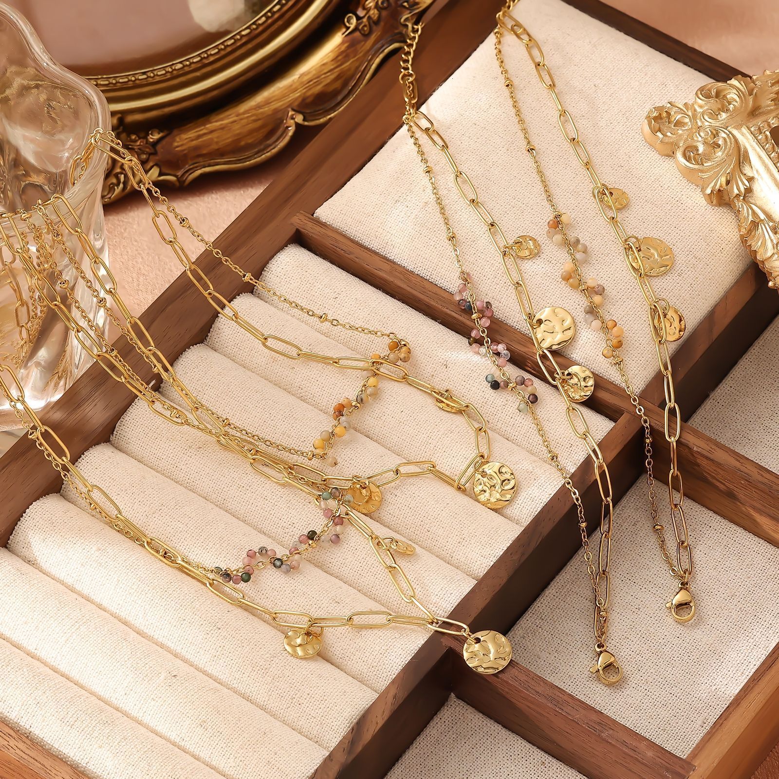 Summer Ocean Beach Shell Stainless Steel Simple Chain Bracelet Necklace