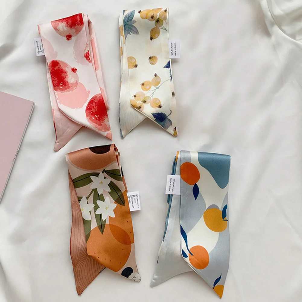Popular Silk Skinny Silk Scarf Hair Band Women Spring Hair Hand Bag Wrist Bandana Foulard Ribbon Scarves Hair Accessories W250602