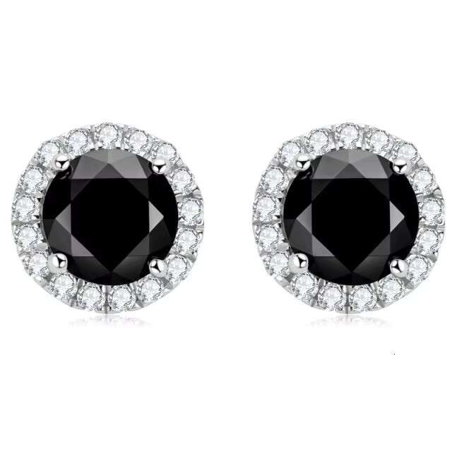 18K White Gold Plated 925 Sterling Silver Earring Jewelry Lab Created 0.8Ct Diamond Black Moissanite Stud Earrings