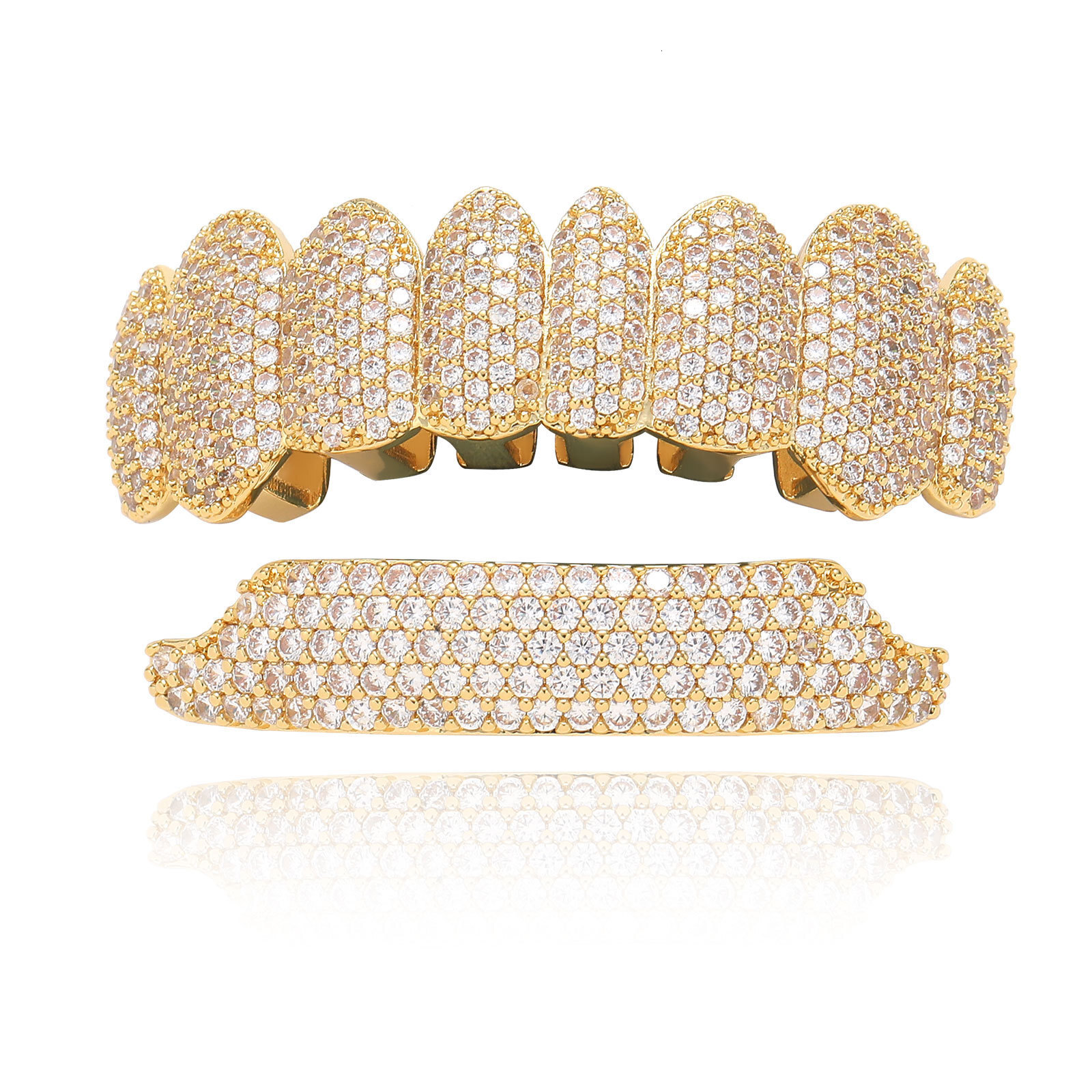 New Hip-Hop Eight-Tooth Micro-Paved Moissanite Halloween Costume Hip-Hop Braces moissanite
