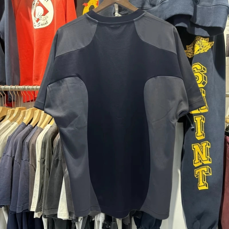 SUPER WAY Black Tshirts Patchwork T-shirt 2025 F-485# 250530