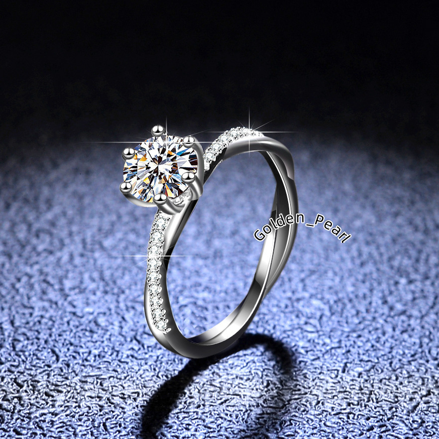 Certified 1CT Moissanite Diamond Wedding Ring for Women 925 Sterling Silver Classic Luxury Jewelry