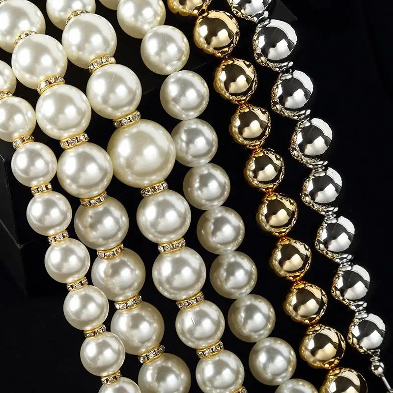 30-35cm Pearls Chain Strap For Handbag Handle Belts DIY purse Replacement Beaded Chain For Shoulder Bag Strap Bag Accessories 250530
