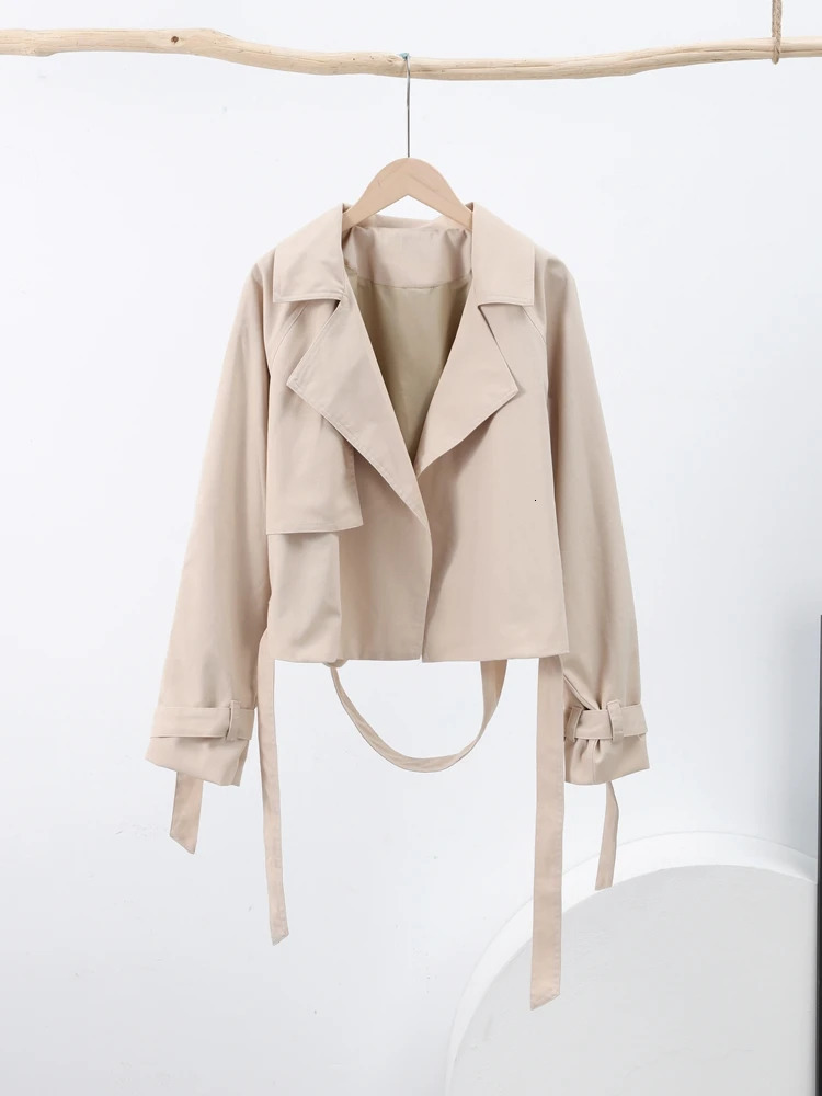 Urban Belt Patchwork Women Jacket Street Solid Lapel Long Sleeve Female Outwear 2025 Spring Autumn Elegant Lady Streetwear 250530