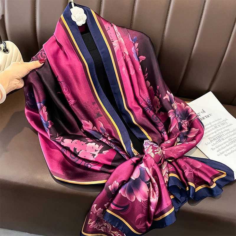 Women 180*90cm Fashion Beautiful Soft Silk Scarves Female Lady Shawl Hijab Wrap Foulard Bandana Muffler Beach Pareo W250602