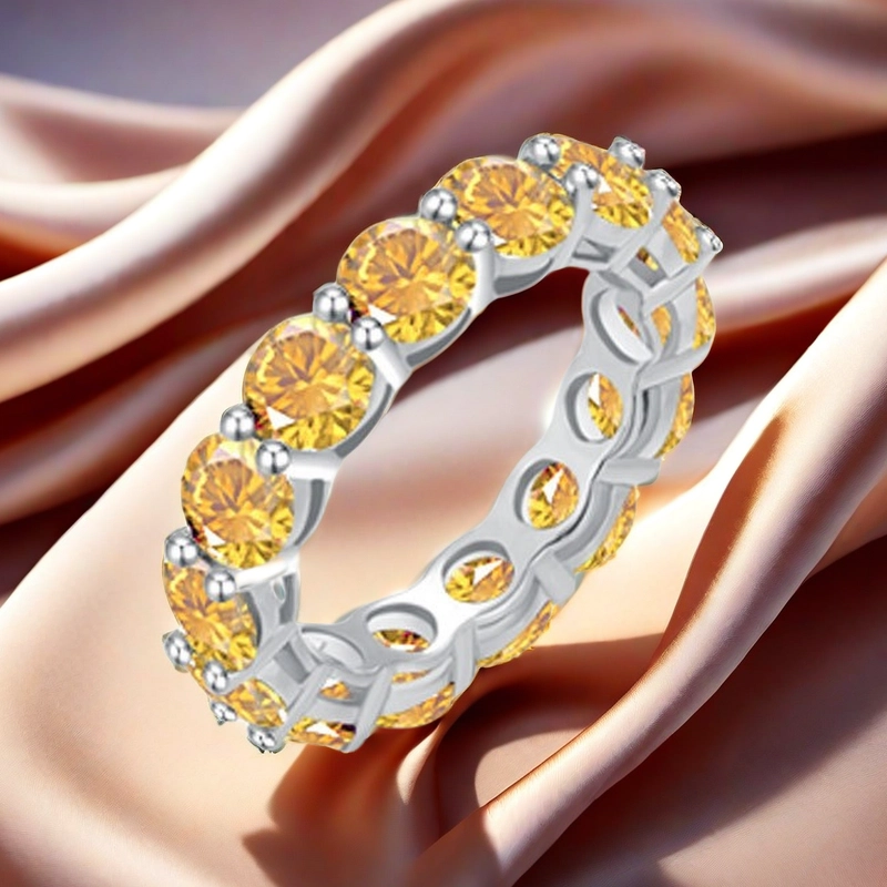 S925 sterling silver full circle 0.5CT colorful Moissanite fashionable artificial diamond band ring Fashionable individual best-selling style jewelry 