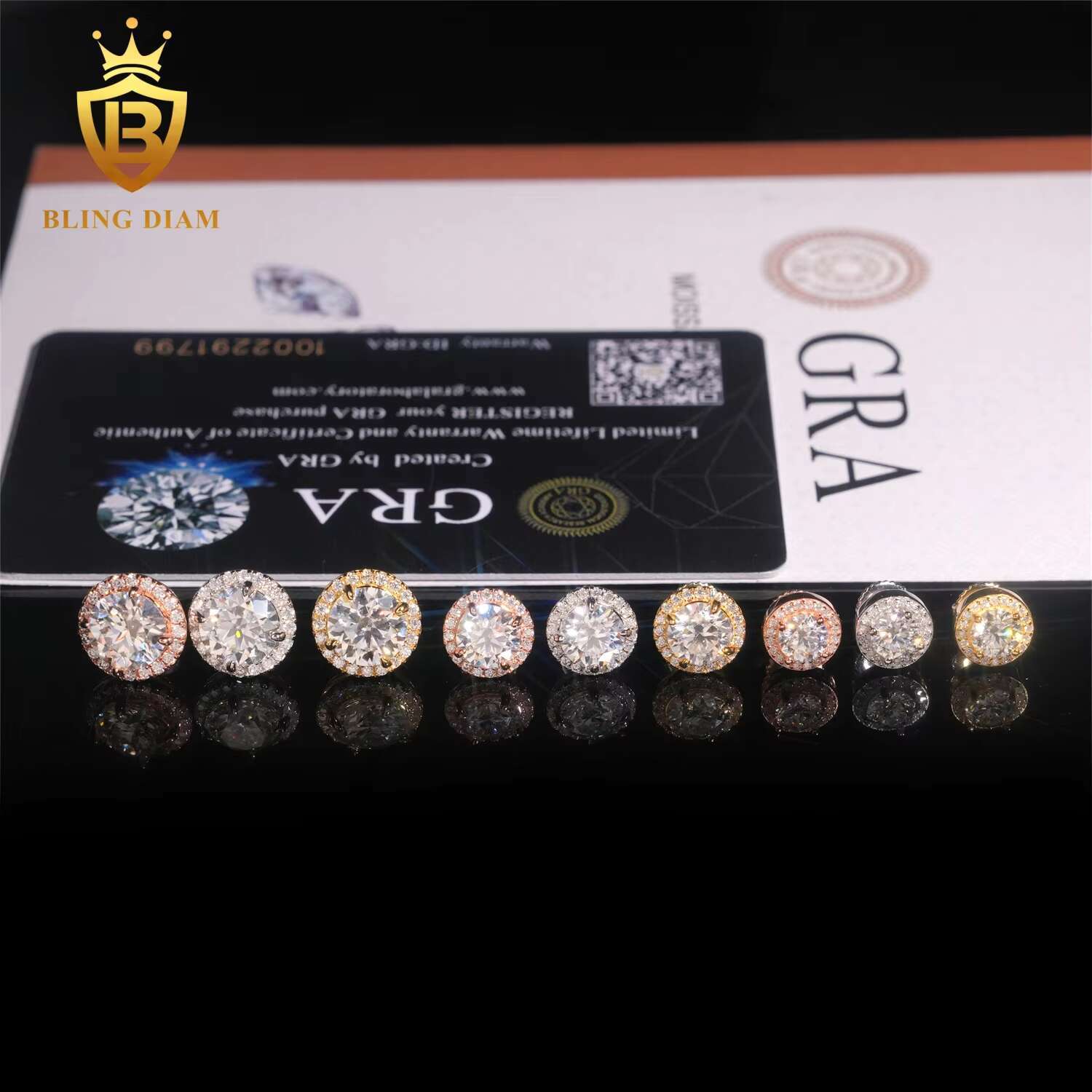 Wholesale Price 925 Silver Moissanite Earrings Brilliant Cut D VVS with Diamond Tester 8mm 9mm Stud Earrings for Women