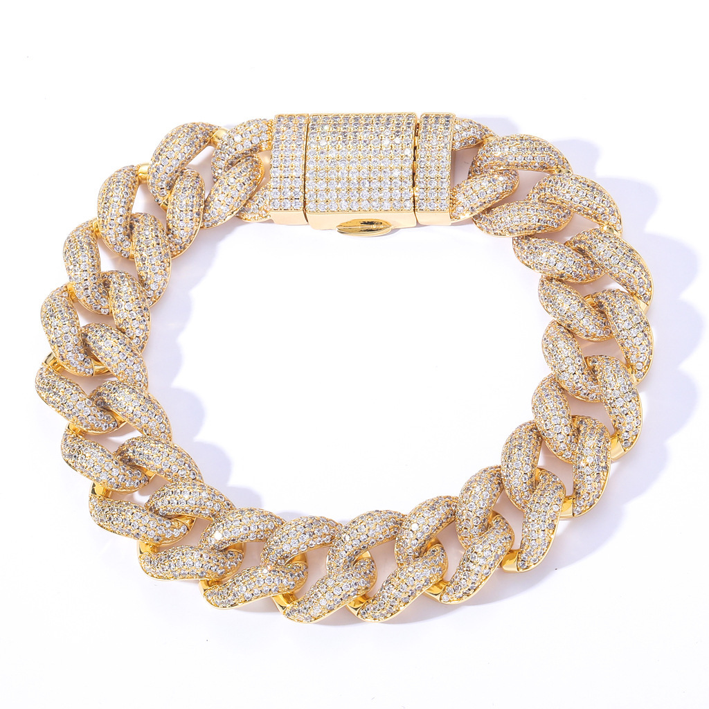 Hip hop Bracelet 15mm bubble inlaid Moissanite CUBAN CHAIN personality fashion brand mens hip hop Bracelet moissanite