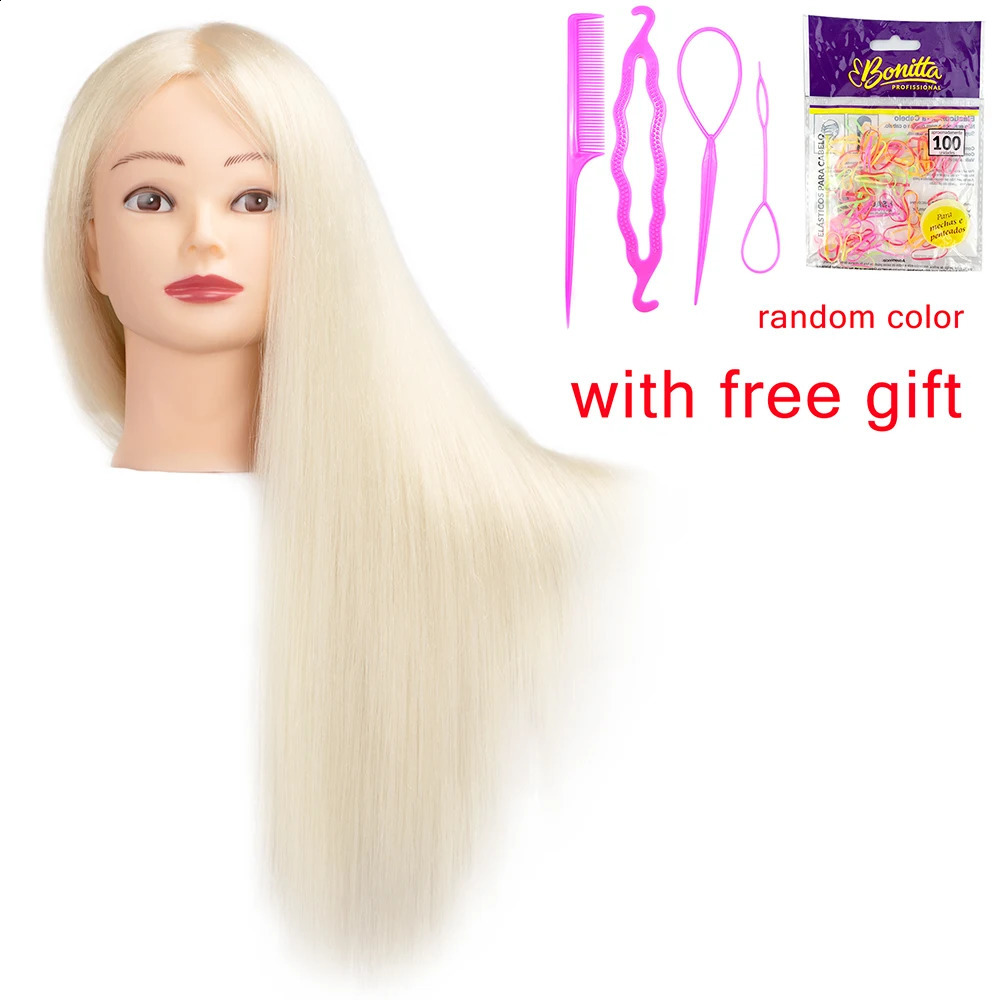 60 cm With Long 85% Real Hair Female Mannequin Training Head Styling Head Dummy Dolls Manikin Head For Hairdressers Hairstyles 250529