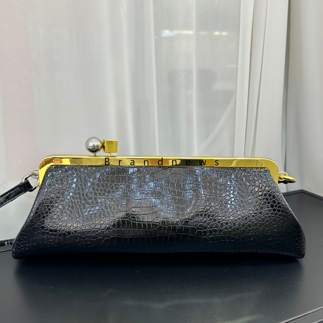 Genuine Leather Clasp Evening Bags With Adjustable Removeable Straps Crocodile Design Shoulder Underarm Bag Party Clutches Designer 2025 New 3207