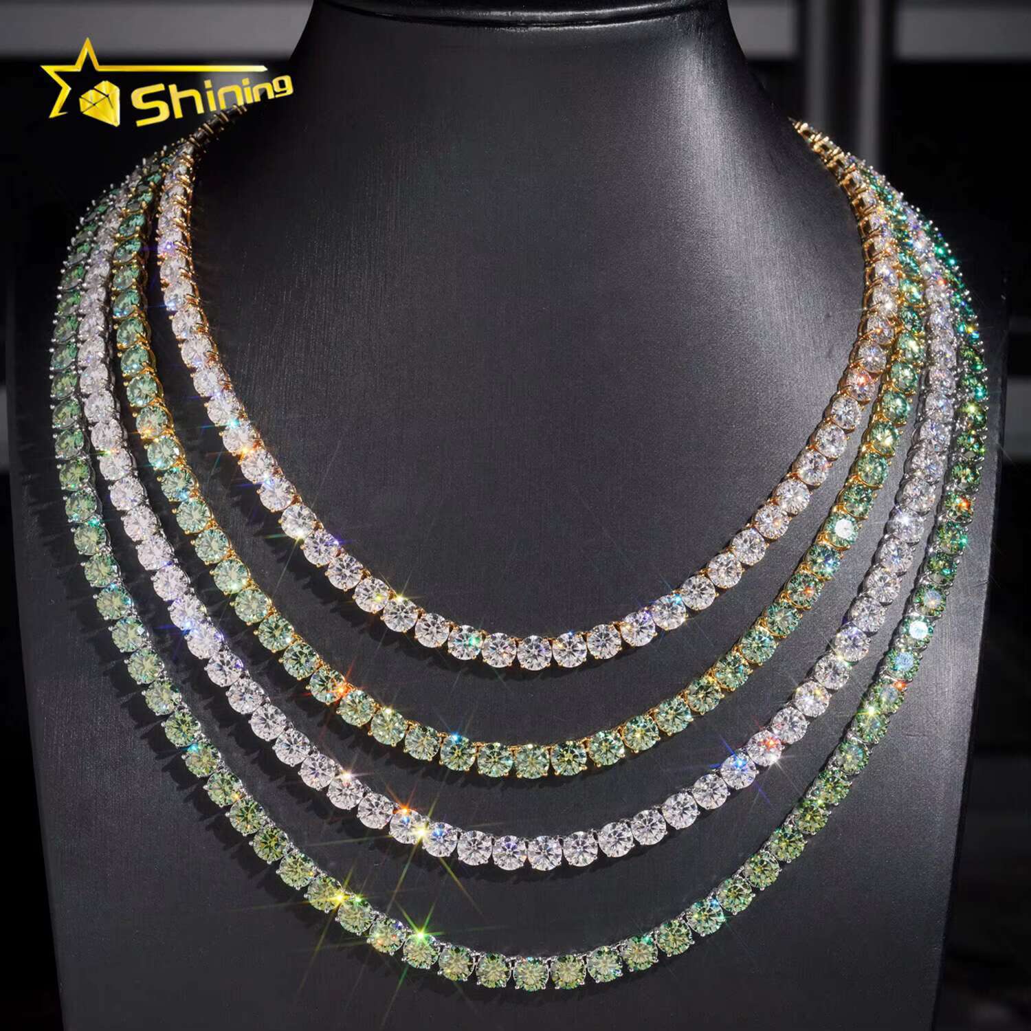 GRA Hip Hop Jewelry 925 Sterling Silver Brilliant Cut VVS 6.5mm Diamond Iced Out Moissanite Tennis Chain Fashion Necklaces