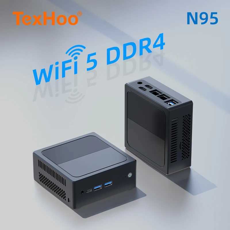 TexHoo Mini PC Intel Celeron N95 Desktop Gaming Computer WIFI5 BT4.0 Wins 11 DDR4 PCIe3.0 Nvme SSD Triple Display Dual 1.0G LAN X250602