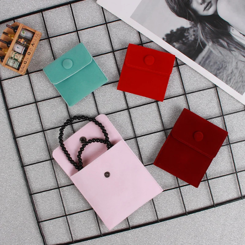 10pcs Jewellery Bags Snap Button Soft Velvet Bags Envelopes Jewellery Packaging Bags Wedding Gifts Storage Bags 250528