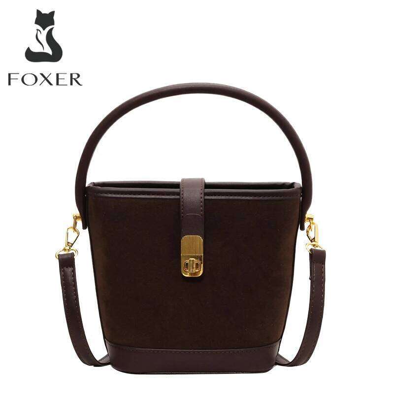 FOXER Cute Crossbody Bucket For Women PU Shoulder Bags Purse 2025 Lady Fashion Retro Girl's Handbag Bag Special Gift