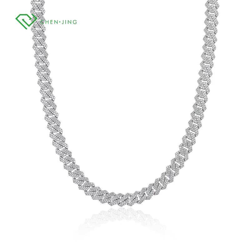 Fine Jewelry 10K 14K Platinum Laboratory Chain 6mm 8mm 10mm 12mm Round Cut HPHT Cuban Necklace