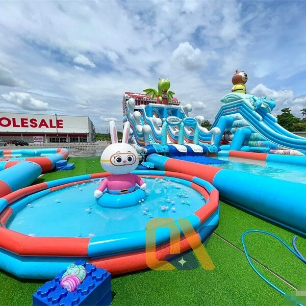 Scenic Farm Park Anime Water World Challenge Obstacle Course Bed Bounce Cloud Shark Climbing Slide