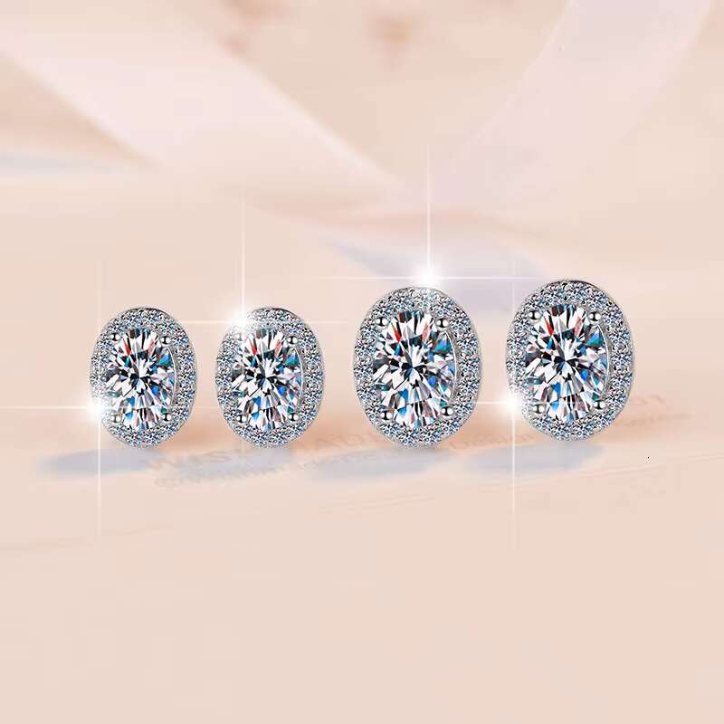Gorgeous Aesthetic Withe GRA Certified VVs1 D Color VVS1 Oval Diamond Moissanite 925 Sterling Silver Earrings