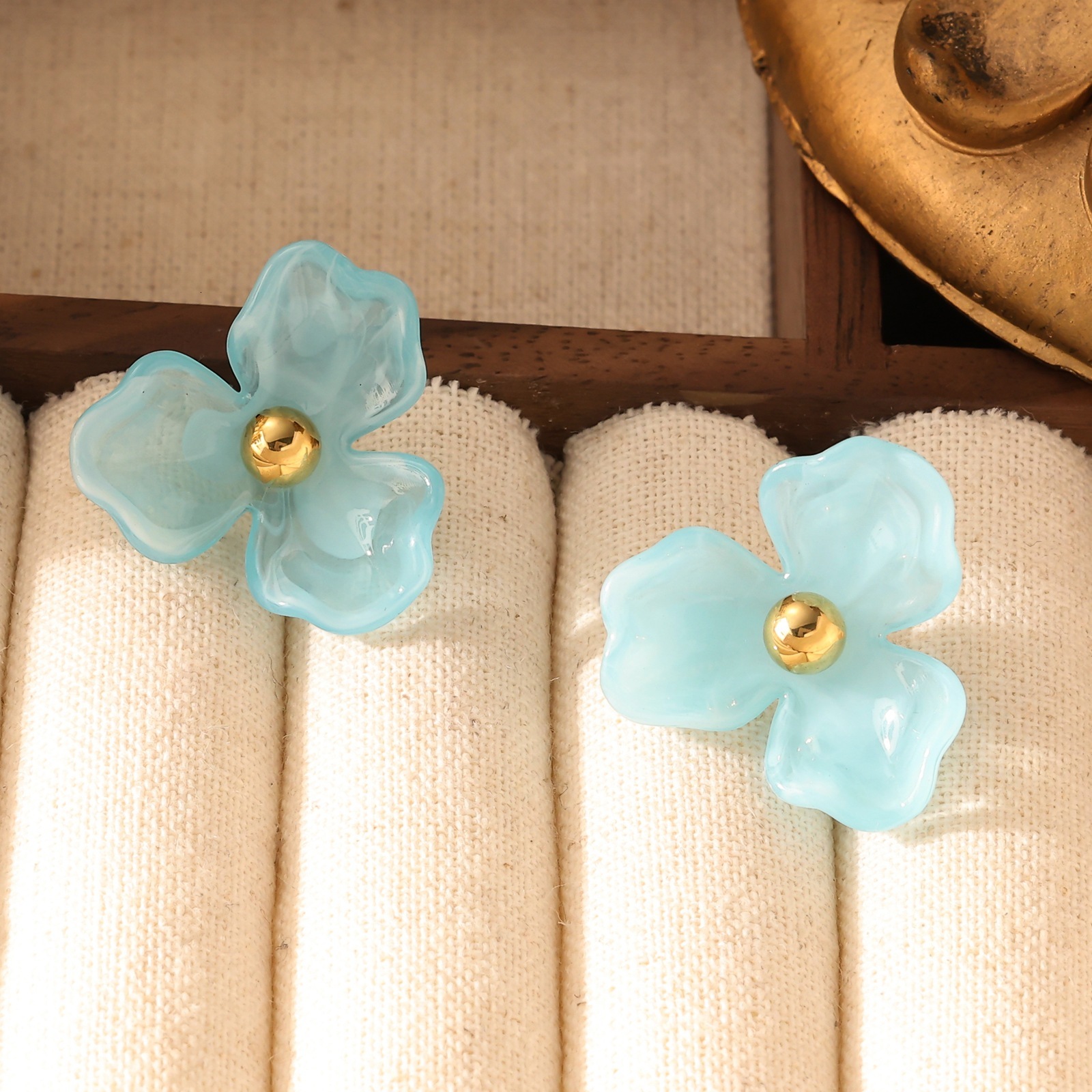 Korean Spring Summer Resin Flower Dongdaemun Style Transparent Texture Earrings Accessories for Women