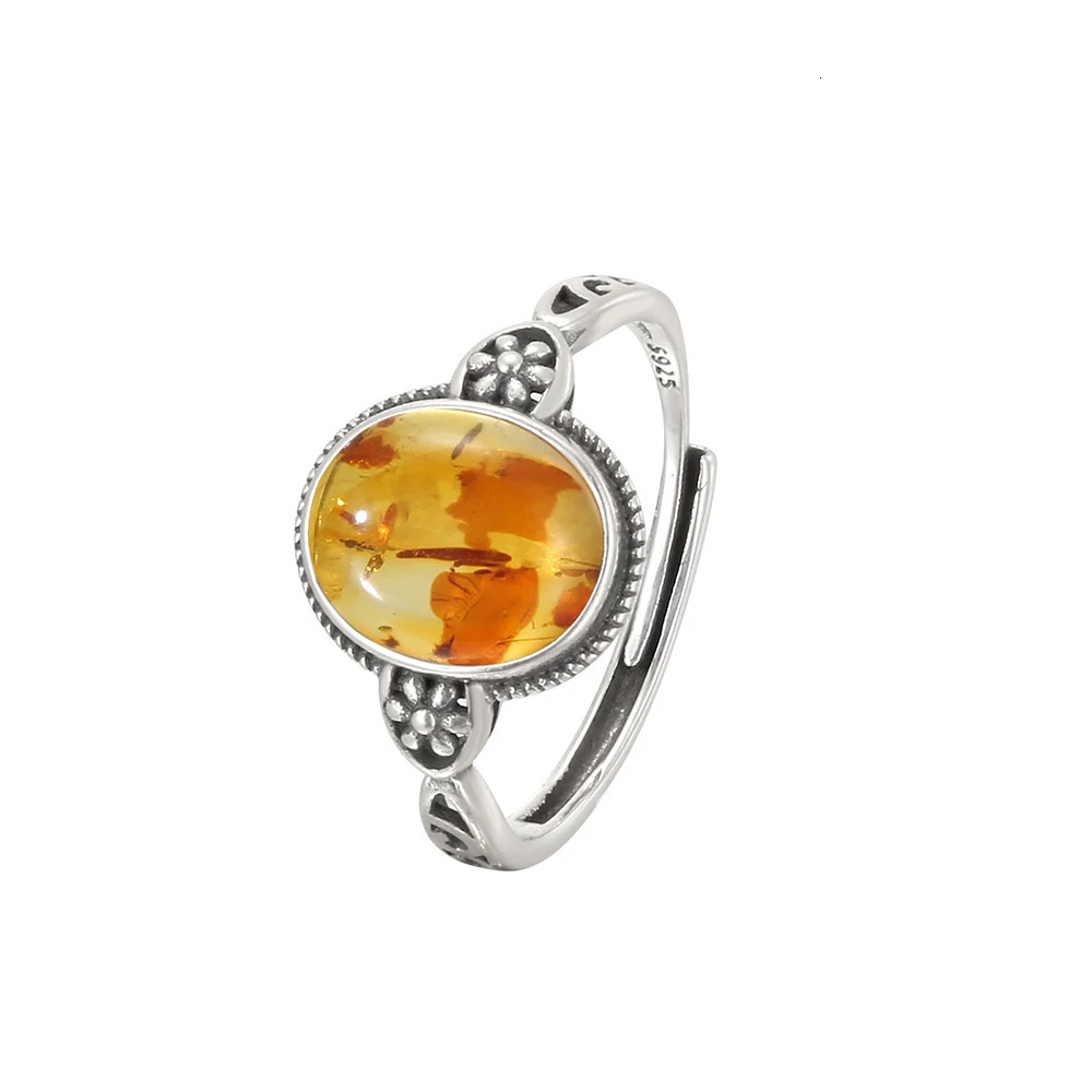 Natural gemstone amber ring for women exquisite high-end jewelry wedding party accessories gift 925 sterling silver mens ring 250526