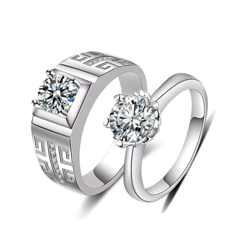 Classic Fine Couples Moissanite Ring Original 925 Sterling Silver Wedding Party Jewelry Moissanite Diamond Rings for Couple