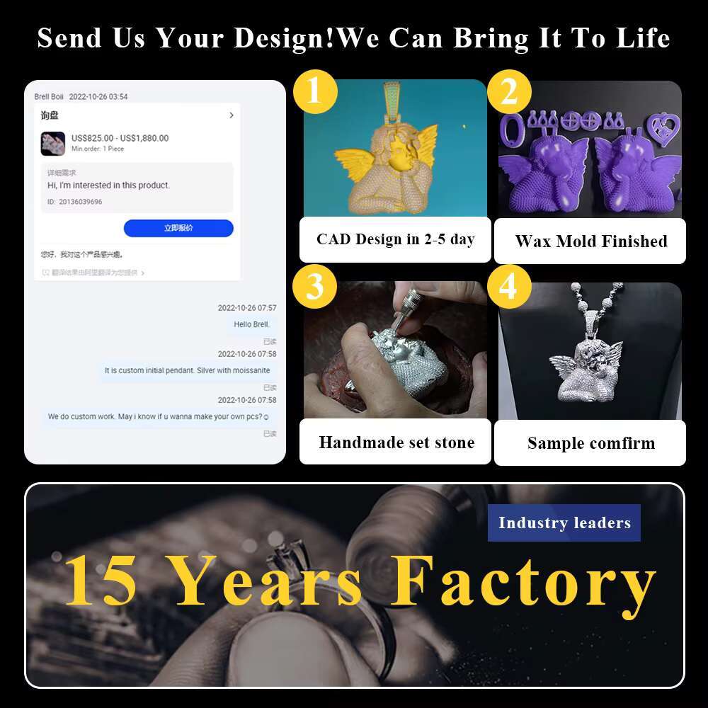 3D Pink Moissanite Diamond Pendant Custom Pendant 925 Silver Hip Hop Fine Jewelry Iced Out Moissanite Pendant Gold Plated