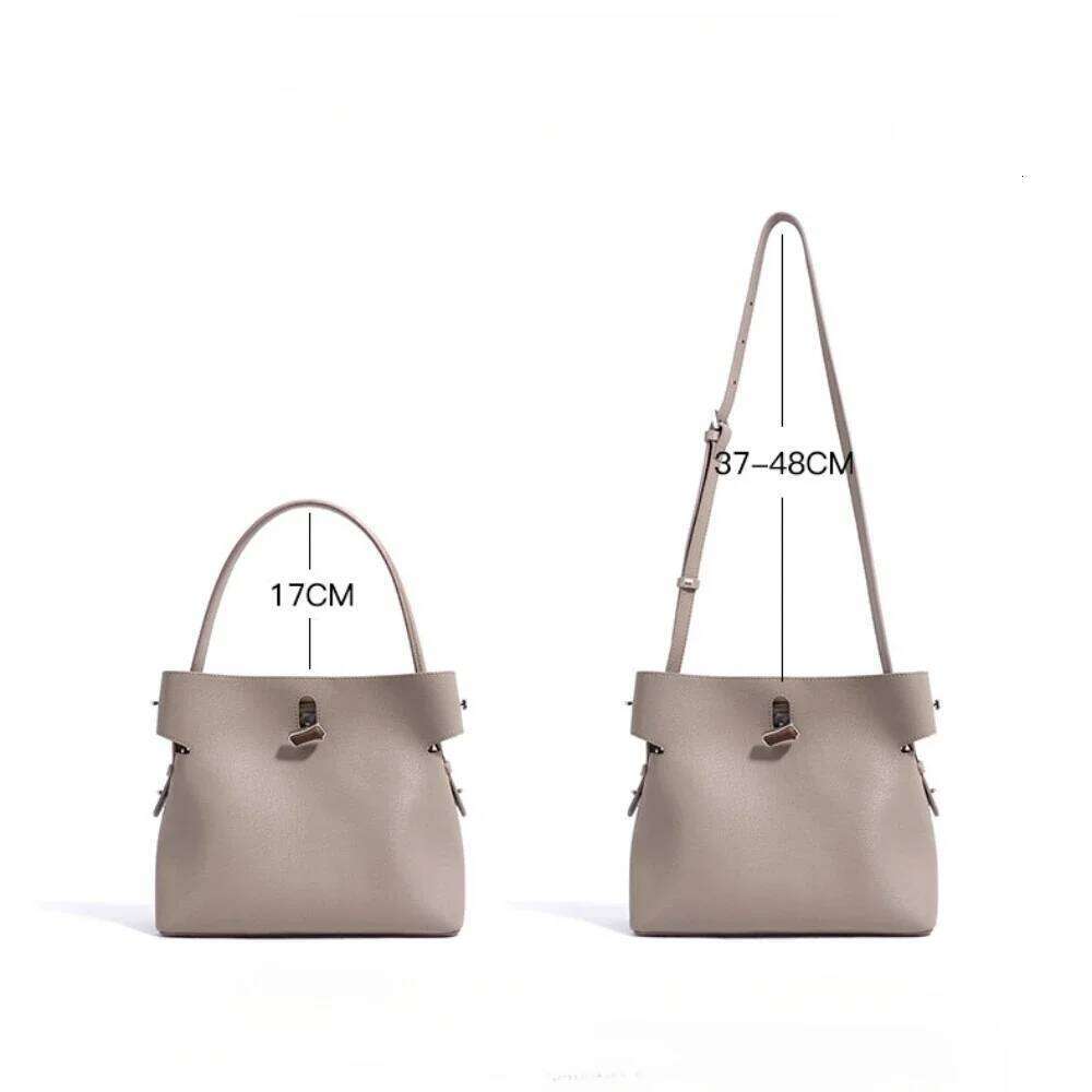 Motingsome Shoulder Women 100% Genuine Leather Handbag 2025 New Lady Fashion Style Tote Bucket Bag Satchel 250514