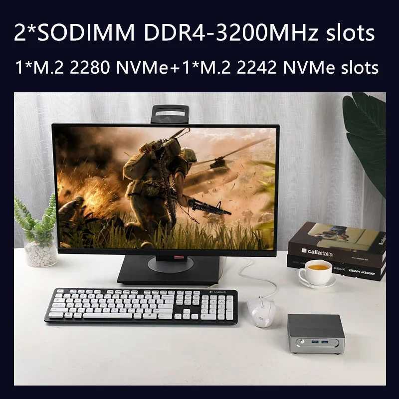 Topton AMD Gaming Mini PC Ryzen 9 5900HX ES 5700U ES 8 Core 16 Thread 2*DDR4 2*NVMe slots Micro Office Computer Windows 11 NUC X250602
