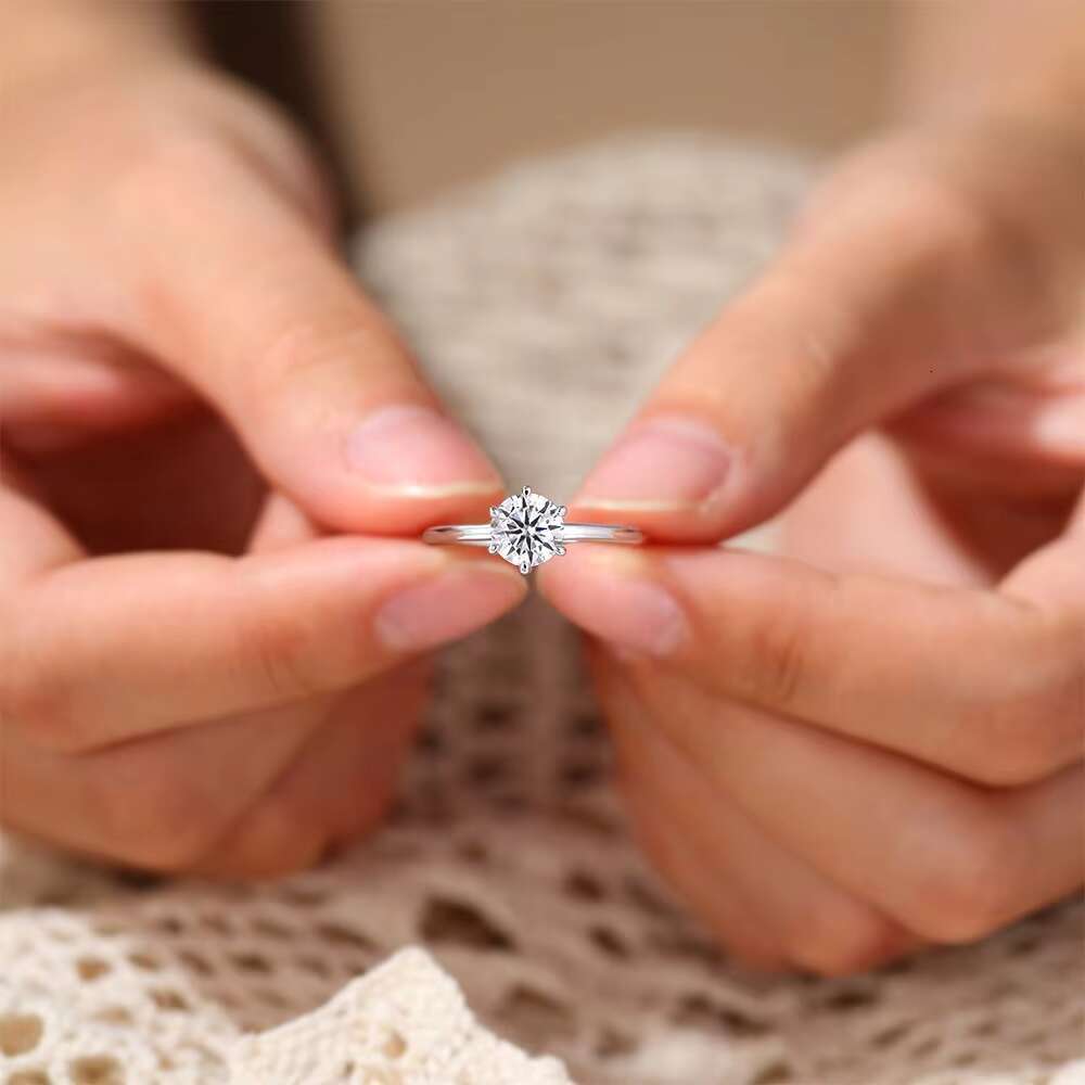 OAHLAN Stylish Real 1ct Moissanite Engagement Rings for Women S925 Sterling Silver Wedding Bands Jewelry With Certificate