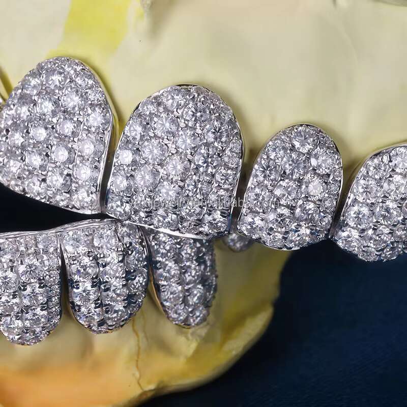 Factory Custom S925 Silver 10K 14K Solid Gold Grillz Out VVS Moissanite Lab Grown Diamond Grillz for Men Women