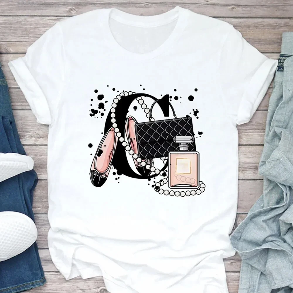 Women's Designer T Shirt Summer Fashion Girl Bag Printed Ladies T-shirt Casual Short Sleeve Female Clothing Top Tee White T-shirt 2025 New