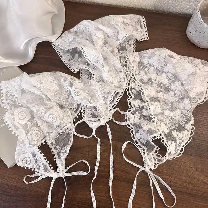 1PC Lace Bandanas Scarf Retro lace Floral Triangle Headscarf Embroidered Hair Scarf Wrap Korean Womens Girl Sweet Kerchief W250602