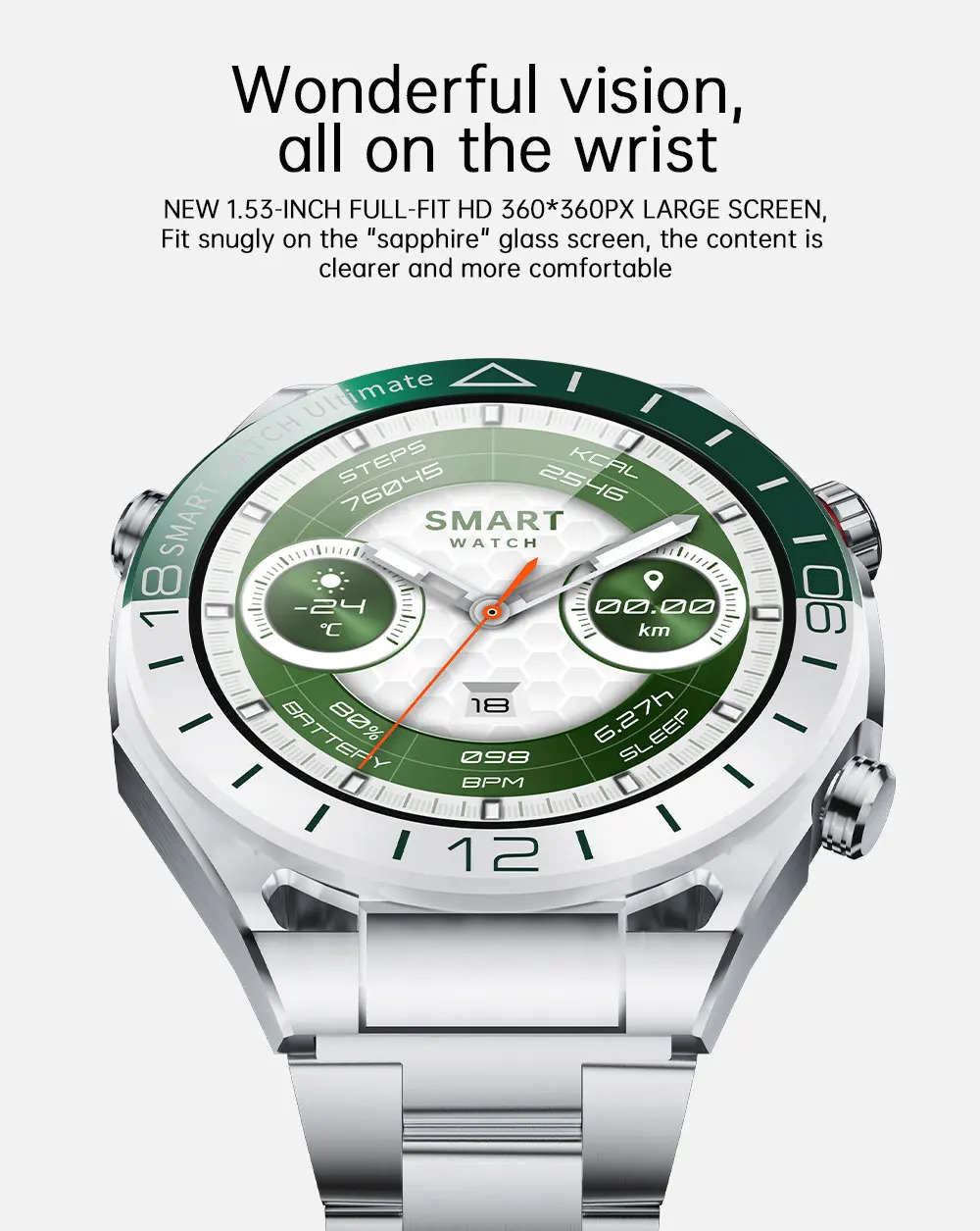 Ultimate Smart Watch Men AMOLED HD Screen Bluetooth Call Heart Rate SmartWatches Wireless Charging For HUAWEI free shipping