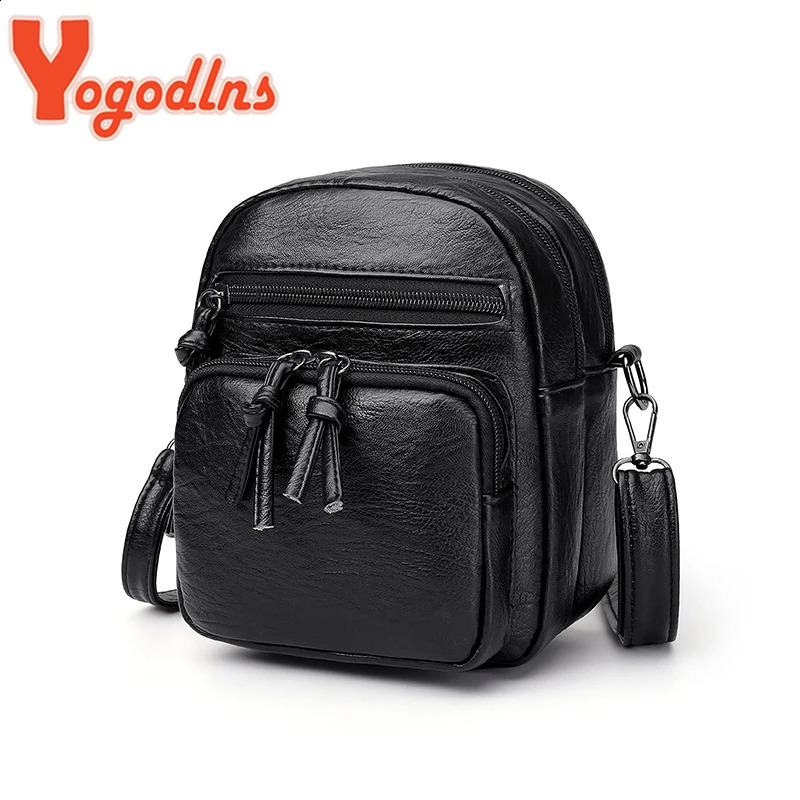 Yogodlns Vintage Crossbody Bag Women Soft PU Leather Shoulder Bag Multifunction Messenger Bag Small Square Bag Big Capacity Bag 250526