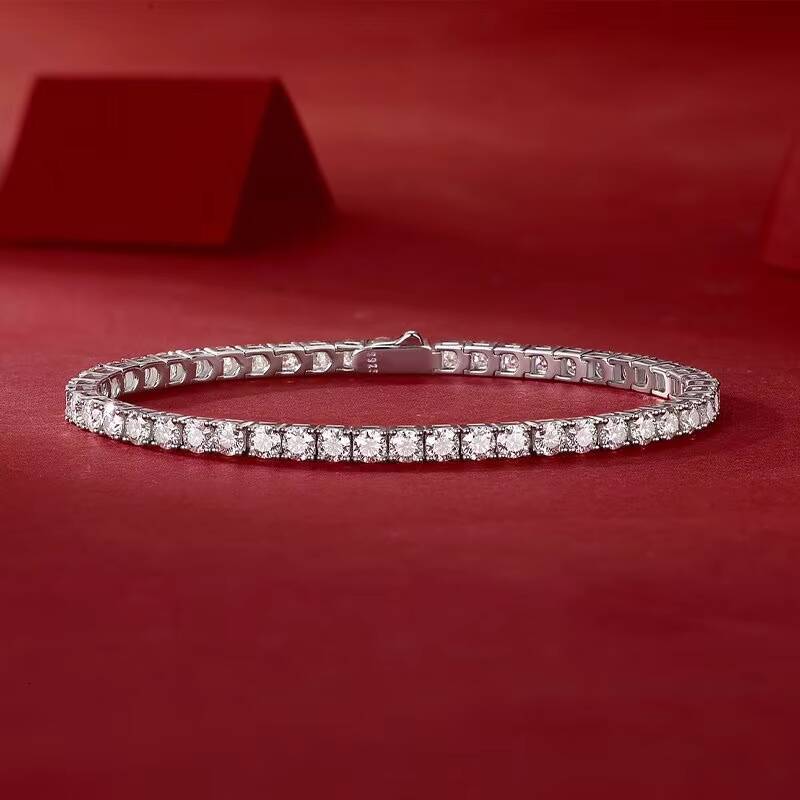Sier Style Moissanite Tennis Chain Bracelet for Men and Women Fashion Hip Hop Gift