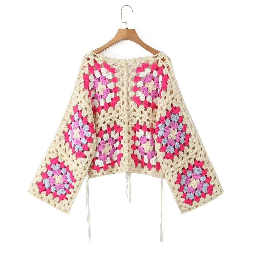 Handmade Crochet Hollow Out Sweater Robe For Women Cardigan Long Sleeve V Neck Oversized Autumn Winter Sweaters Pull Jumper Boho