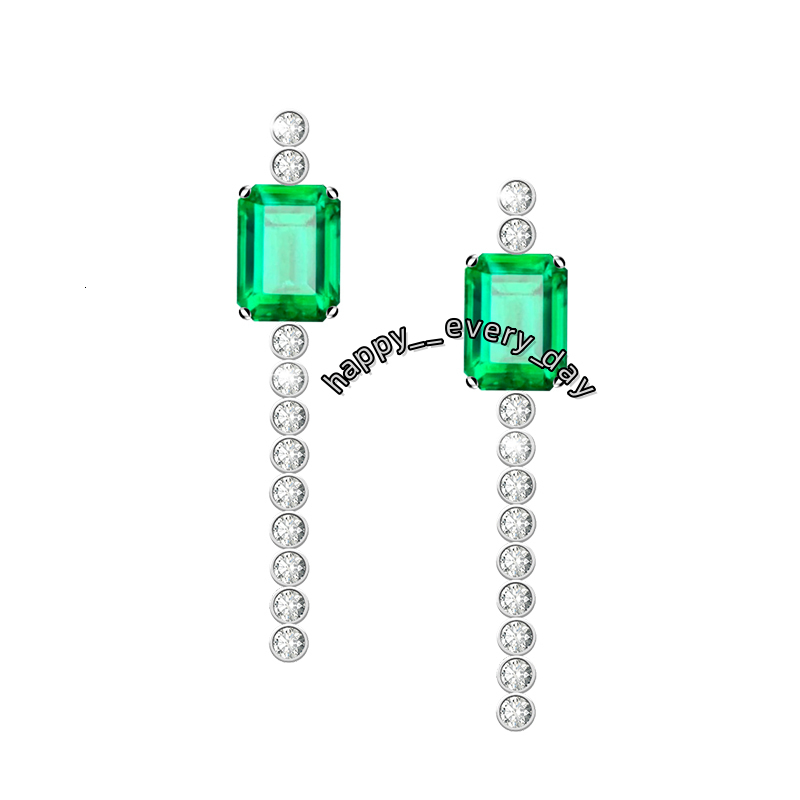 Madonna Lab Emerald Gemstone Earrings 2ct Unique Cut Moissanite with 925 Silver Stud Earrings